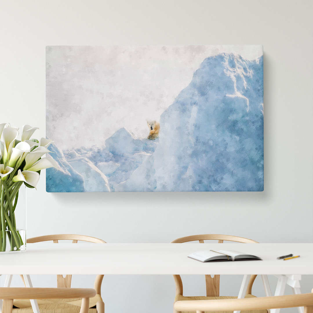 Curious Polar Bear Painting - Wrapped Canvas
