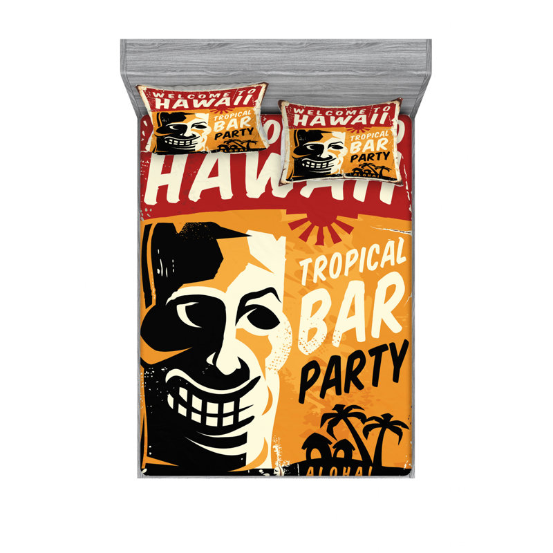 Ensemble de draps Welcome to Hawaii, Ensemble de draps pour lit double avec un drap-hou