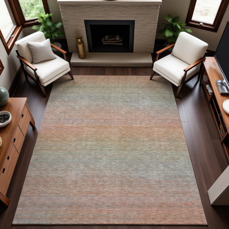 Tapis à rayures lavable à la machine Premium AMF1291, Rectangle 5 pi x 7 pi 6 po