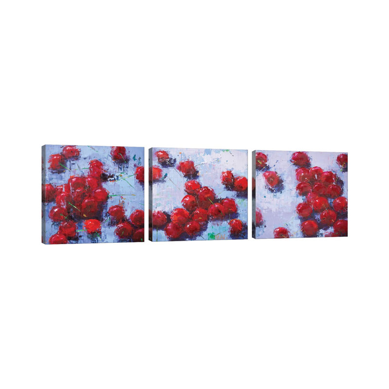 Cherry Triptych - ensemble d'art mural sur toile - Toile tendue (ensemble de 3)