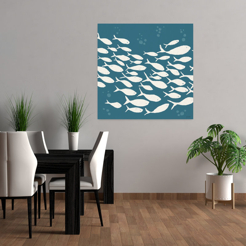 Bord de mer, style VI, art côtier de poisson, H 36 po x l 36 po
