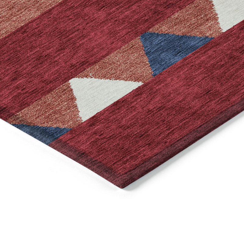 Tapis intérieur / extérieur lavable 9 pi x 12 pi rouge blanc et bleu marine Southwestern