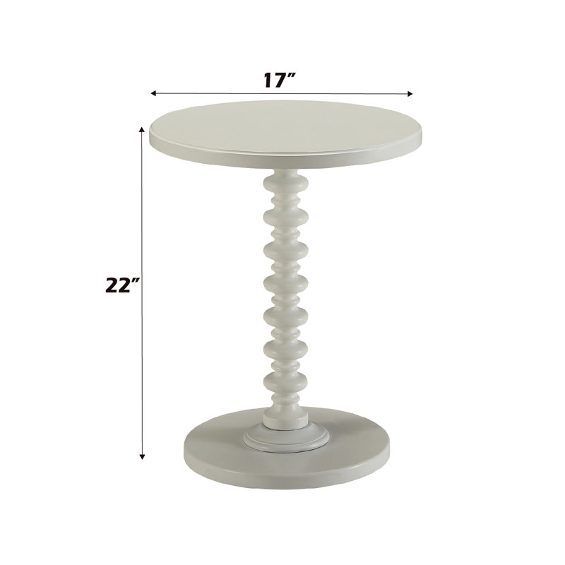 Table d'appoint ronde blanche - Piédestal complexe en bois synthétique, pièce de décoration polyvalente, charme intemporel, détails en bois