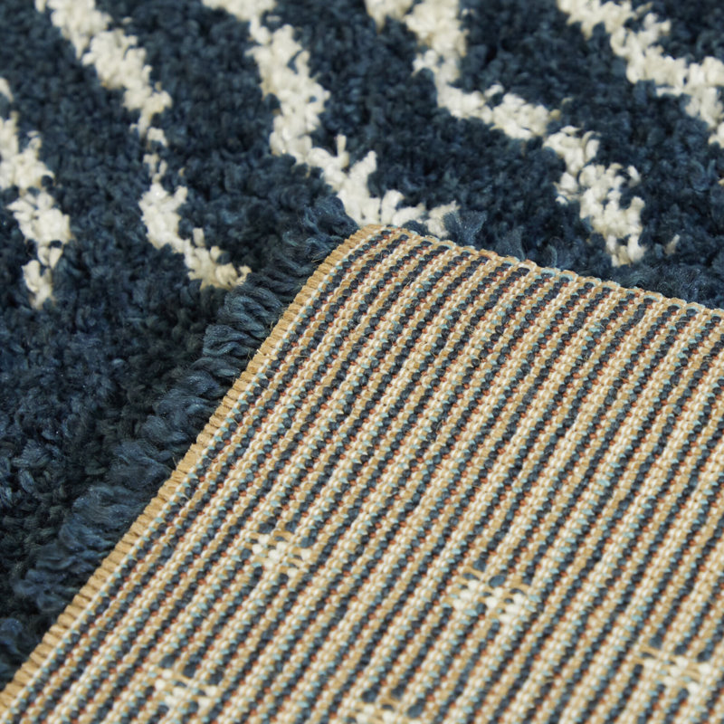 Tapis à poils longs à motif abstrait à pois Crista, Tapis de couloir 2 pi 2 po x 7 pi