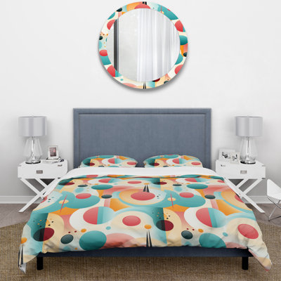 Retro Geometric Spheres Illusion Abstract Duvet Cover