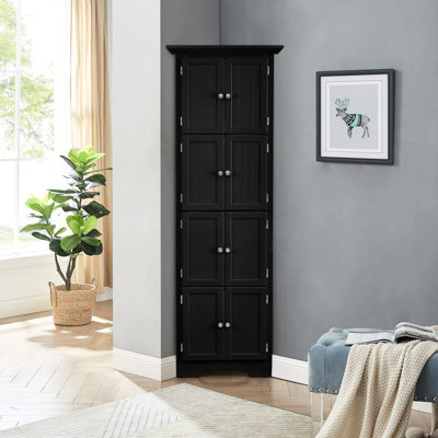Armoire de rangement de 72 po de hauteur noire avec 4 tablettes - convient au décor de salon, de chambre à coucher, de salle de bain et de cuisine, améliorant l'efficacité de 72 pouces