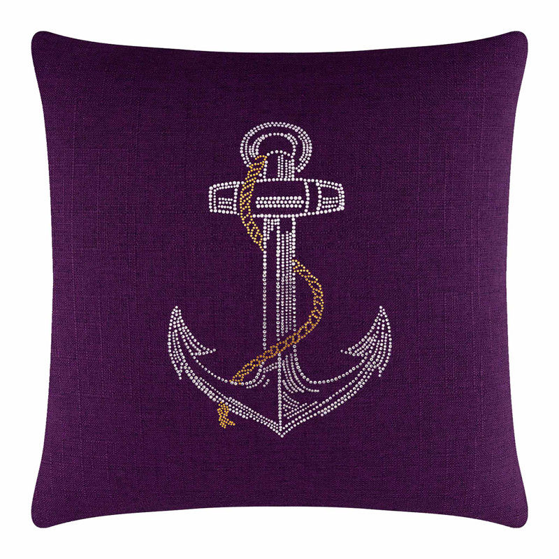 Coussin Sparkles Home Anchor | Motif nautique strass | Bourre en polyester | Lavable à la machine, 20 po x 5 po, Mauve