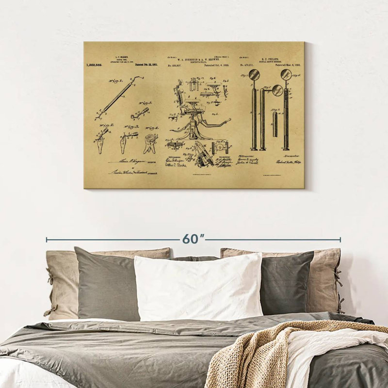 Outils dentaires, impression sur toile, H 30 po x l 45 po x P 1,25 po