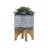 CERAMIC 5" AZTEC PLANTER ON WOODEN STAND, GRAY