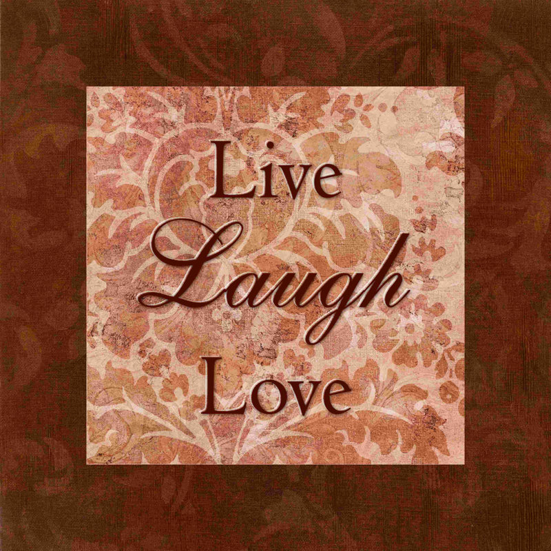 «Damask Live Laugh Love», art textuel sur toile tendue, H 36 po x l 36 po