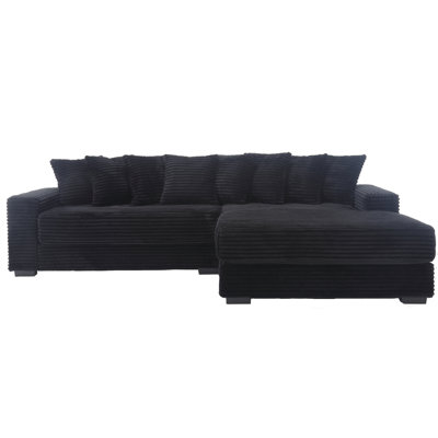 Oversized Two-Piece  Couches,L Shaped Sofa, Corduroy, Right Chaise Daybed,with Armrests,Eight Throw Pillows,Corner Sofa