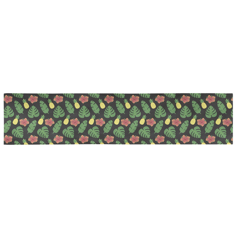 Chemin de table tropical Avicia, 73,5 po x 17,5 po, Noir / Vert, Polyester