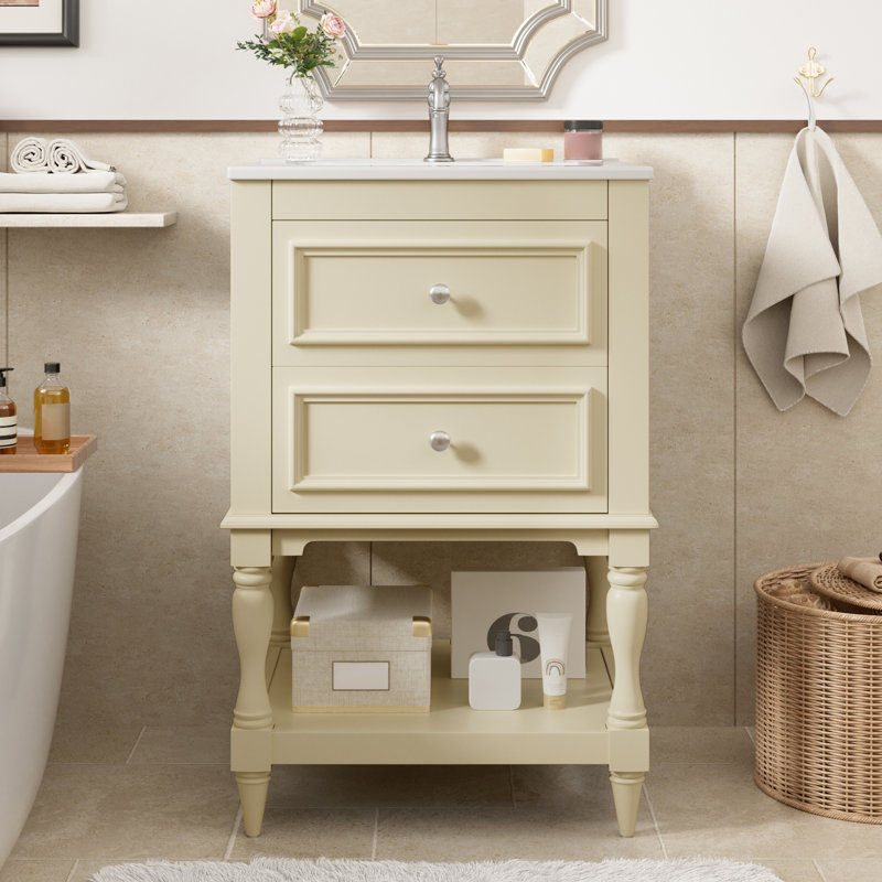 Meuble-lavabo simple, Beige, Beige
