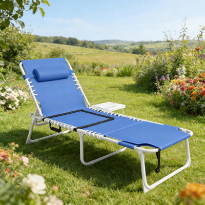 Chaise longue de piscine, fauteuil de bronzage avec trou pour le visage et table d'appoint