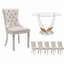 Ensemble de table de salle à manger de 47,2 po pour 6, 7 pièces, ensemble de table de salle à manger 7 pièces, ensemble de table en verre transparent avec 6 chaises rembourrées en velours, pour salle à manger, cuisine, appartement-1563885424