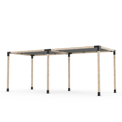 Ensemble de pergola double 8 'x 20' Toja avec 2 voiles d'ombrage pour poteaux en bois 4 x 4 Toja