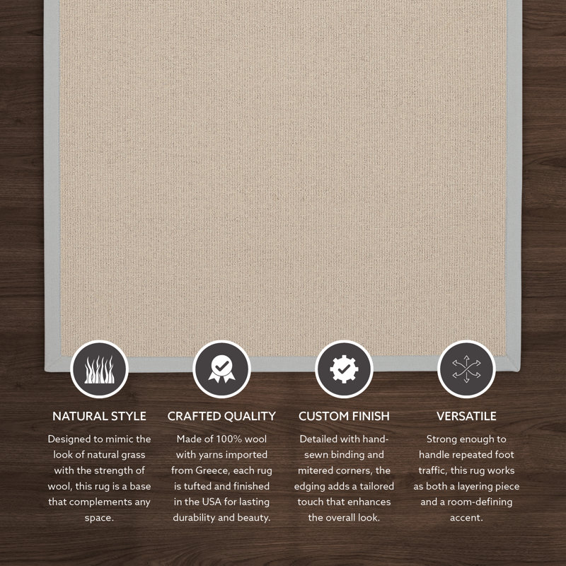 Tapis berbère beige clair fait à la main avec bordure en coton bleu glacier Nannette, Rectangle 8 pi 9 po x 12 pi