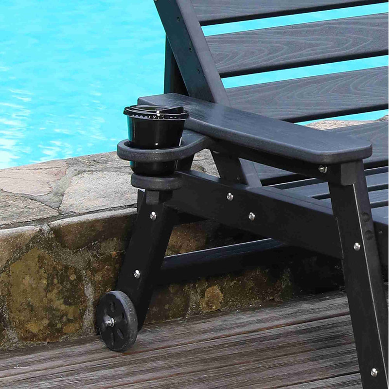 Outdoor Lounge Chairs with 4-Position Adjustable Backrest, Black