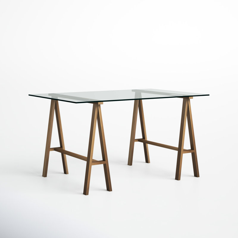 Dita Glass Top Metal Base Dining Table, 55W x 36D x 30H, Brass