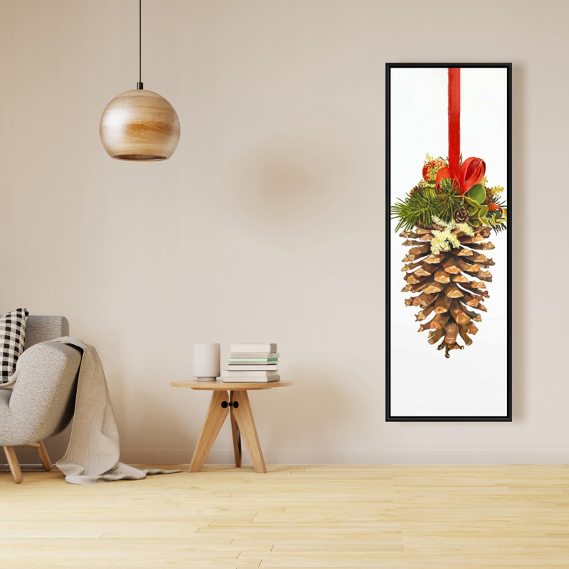 Christmas pine cone - 24"x24" Framed canvas, 48" H x 16" W