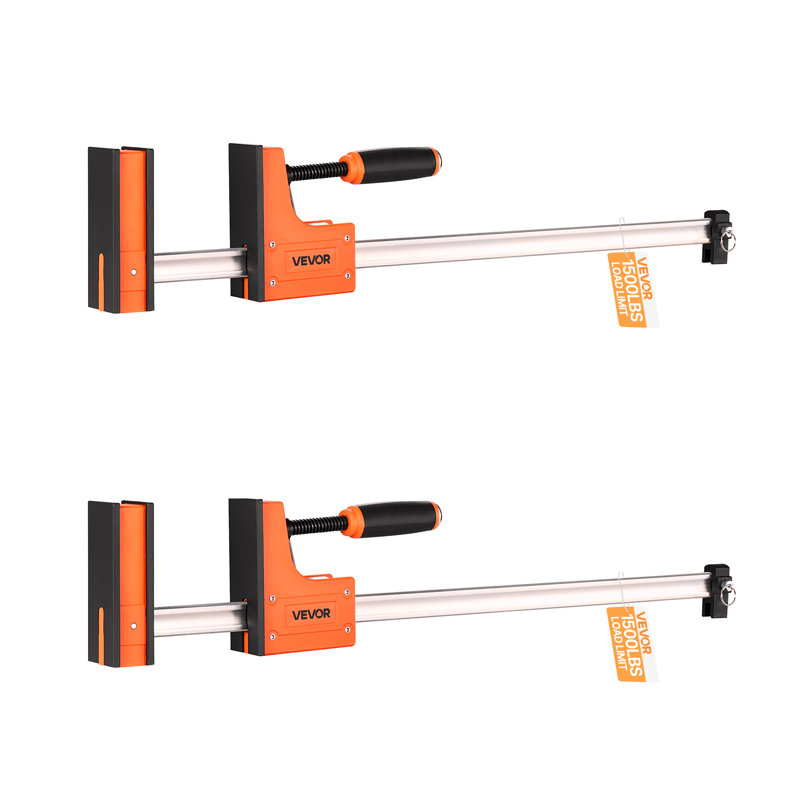 Bar Clamps for Woodworking, 60.96 cm Parallel Clamp Set, F-Clamp with 680 kg Load Limit, Even Pressure, High-strength Plastic and Carbon Steel, for Woodworking Metal Working, Orange
