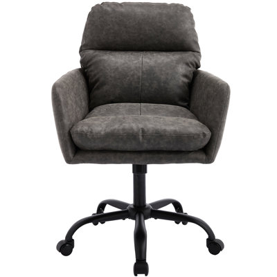 Adjustable Gray Chair Made Of Pu Leather, With High - Density Foam Filling And Stable Metal Structure For Office Height Leather Surface Bedroom