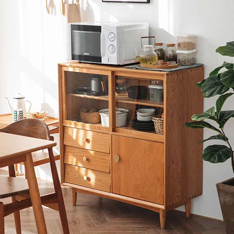 Armoire d'appoint en bois massif, Fauve clair