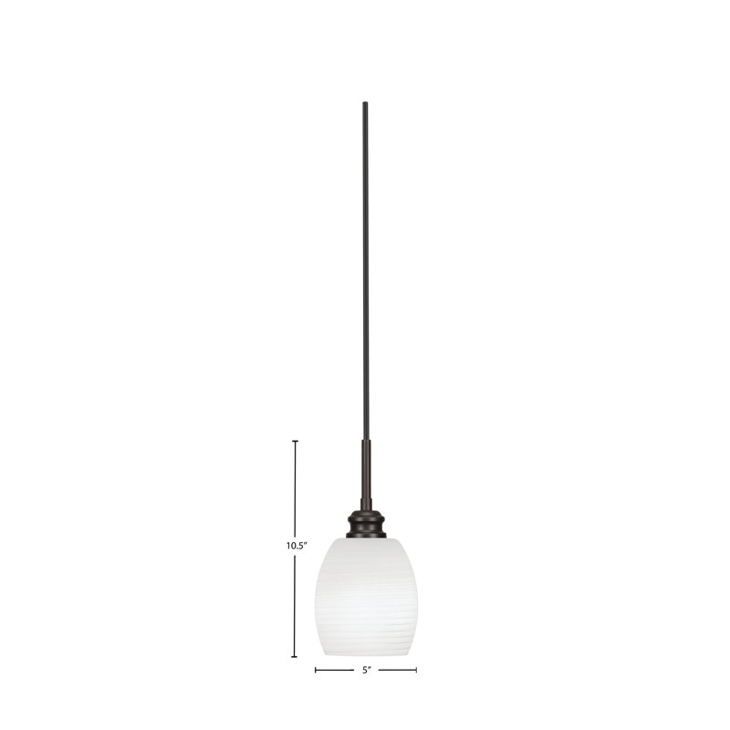 Mini-luminaire suspendu avec cordon Edge en verre de lin blanc de 5 po, Espresso