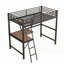 Lit simple en métal et en panneau de fibres à densité moyenne avec bureau et tablette - aucun sommier nécessaire, robuste et peu encombrant-182341764-182341766