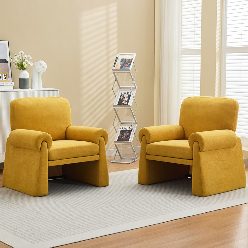 Chaise d'appoint rembourrée avec coussin amovible et accoudoirs amovibles, Jaune