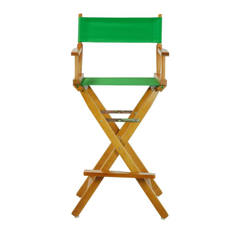 Chaise de réalisateur pliante de 30 po avec toile, Chêne miel, Vert
