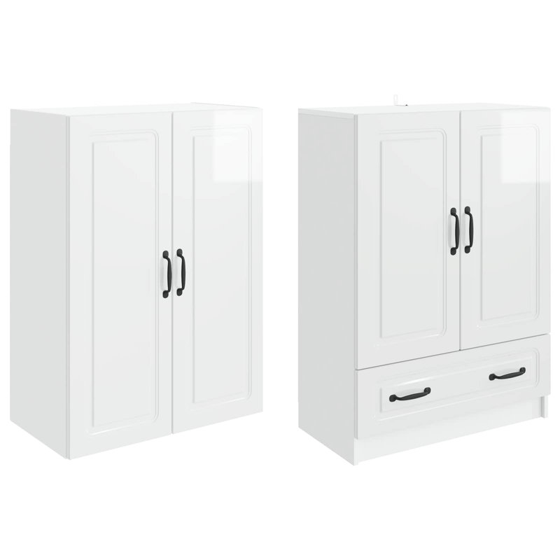 4 -Door 1 -Drawer 3 -Shelf Storage Cabinet, High Gloss White
