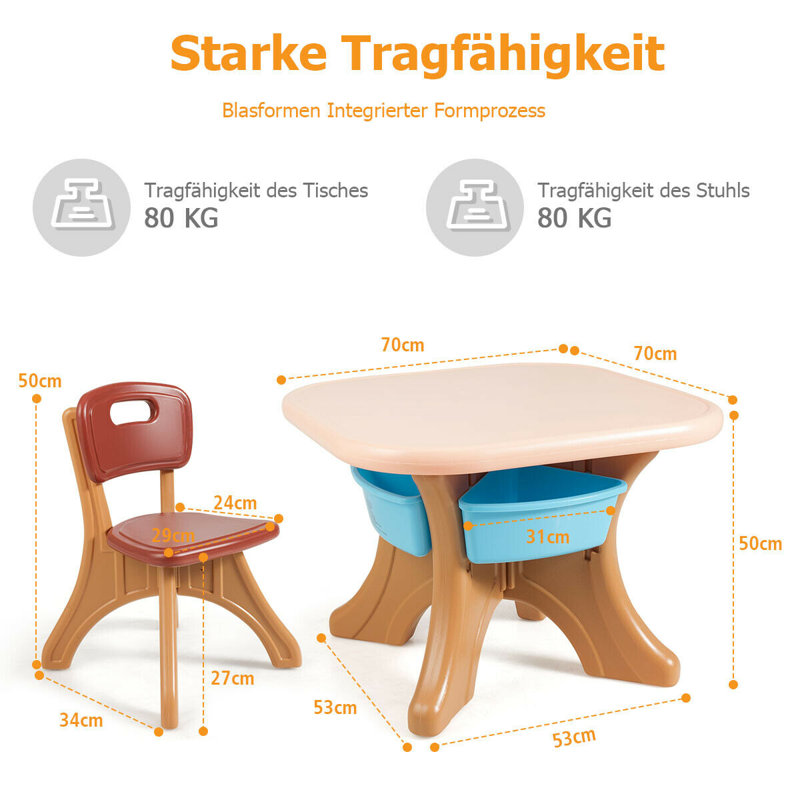 Sana Kids Square Play Or Activity Table and Chair Set