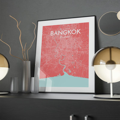 Bangkok City Map In Maritime - No Frame Print