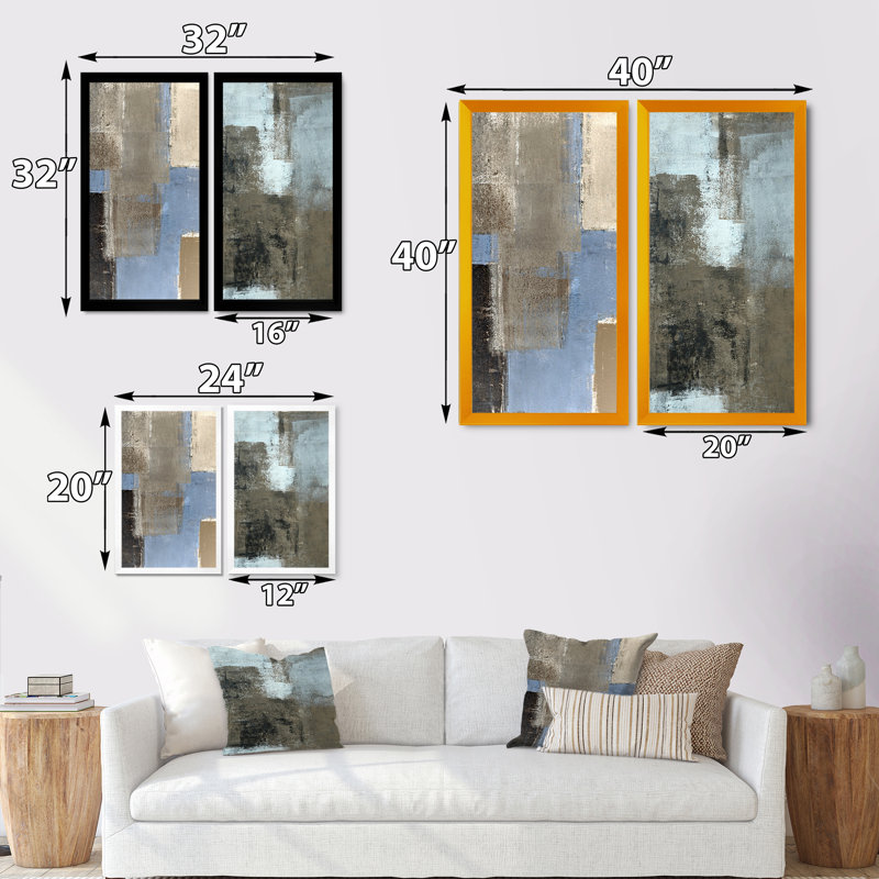 «Blue Meets Brown Abstract Art II», ensemble de 2 reproductions de dessins sur toiles, H 40 po x l 40 po x P 1 po