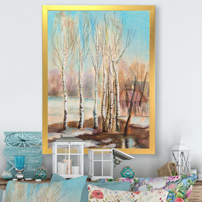 Bouleaux au soleil - Peinture