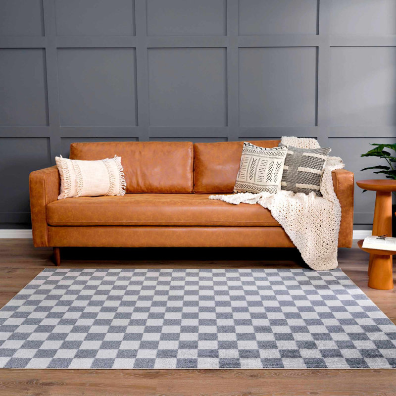Tapis bleu en polyester tissé à la machine Brunetti, Rectangle 2 pi 2 po x 3 pi 9 po