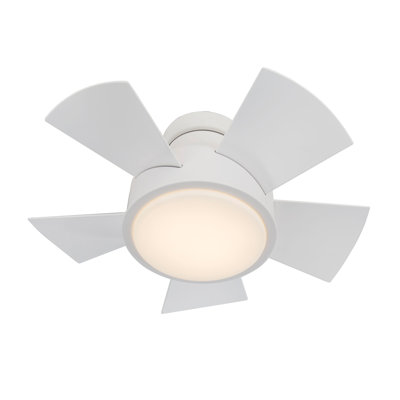 Vox 5 - Blade Indoor/Outdoor Smart Flush Mount Ceiling Fan with Remote Control and LED Light Kit, Works With Alexa and iOS or Android App
