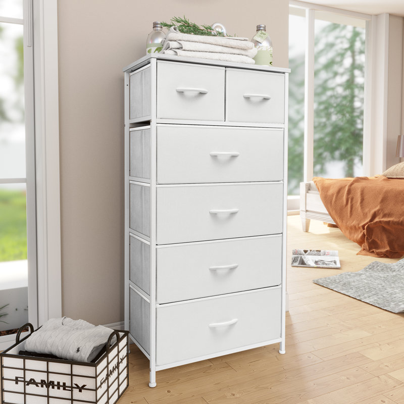 Jauier Metal 23.2'' W 6 - Drawer Dresser, White, White