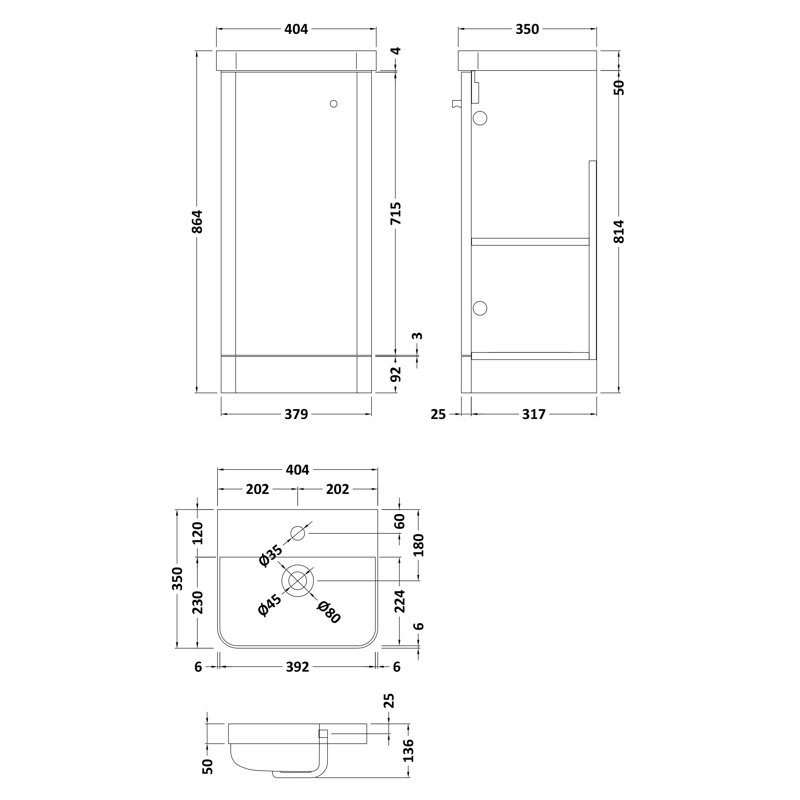 Core 405mm Single Bathroom Vanity with Drop In Vitreous China Basin, Satin Green