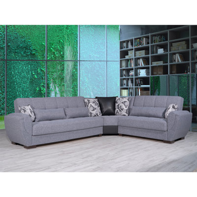 Annalice Air Reversible L-Shaped Sleeper Sofa Sectional w/ Storage Seats for Living Room