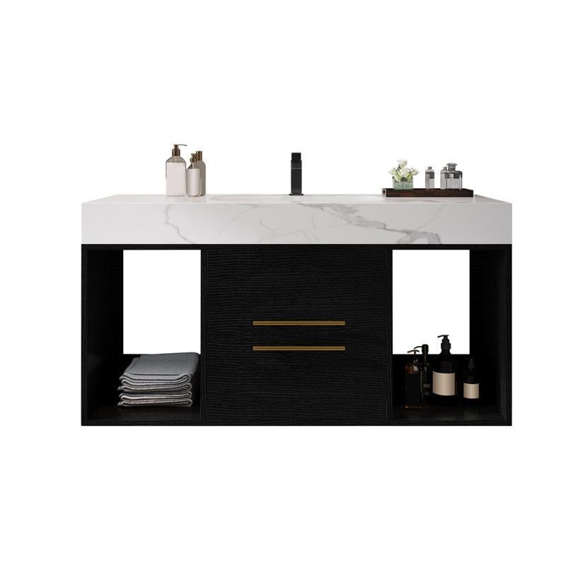 Bathroom Vanities with Ceramic Sink, Black