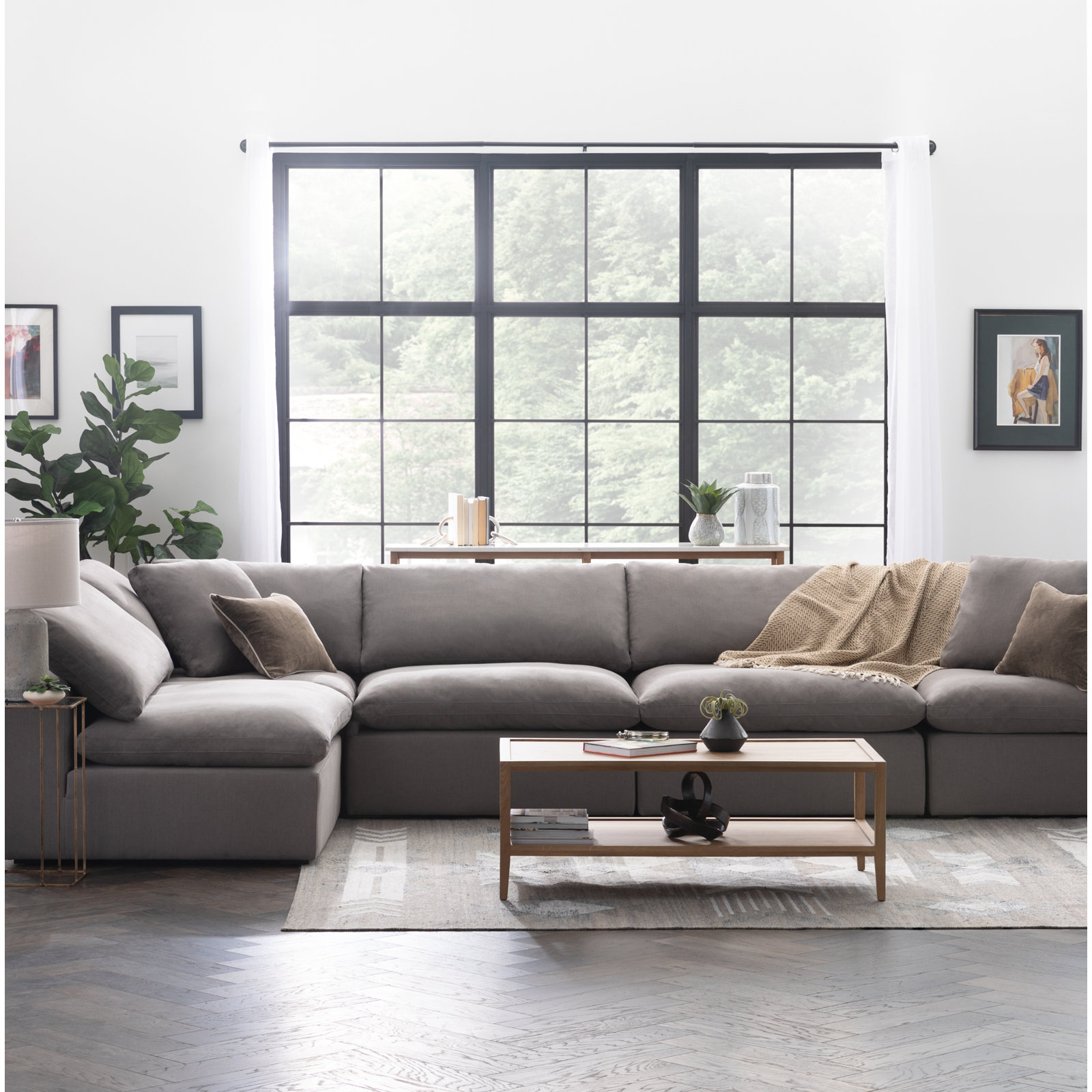Calana Modular Sectional, Slate Revolution Performance Fabrics, 6 Piece