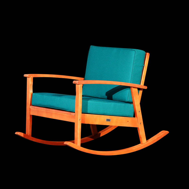 Chaise berçante en bois massif Ingibergur, Naturel, Vert foncé