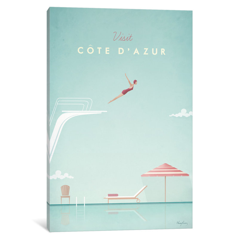 «Cote d'azur» par Henry Rivers - estampe numérique sur toile tendue avec châssis, H 18 po x l 26 po x P 1,5 po