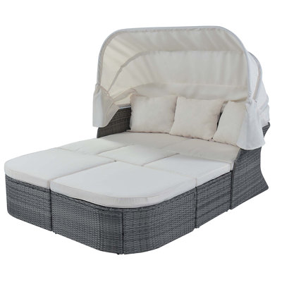 61.4'' Wide Outdoor Wicker Patio Daybed with Cushions -  Red Barrel StudioÂ®, 7ABDFE3580034F269336428661FFC2B2