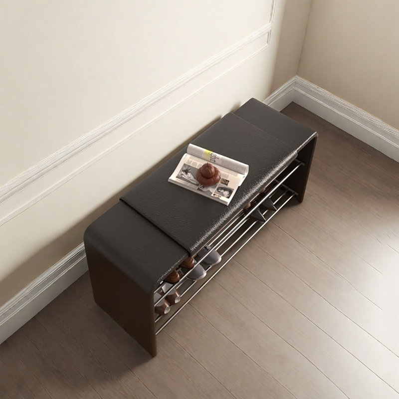 31.5 Shoe Changing Stool Shoe Storage Stool, Black