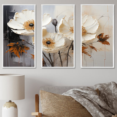 Vivid Poppy Minimalisme Moments I - Ensemble de décorations murales Coquelicots