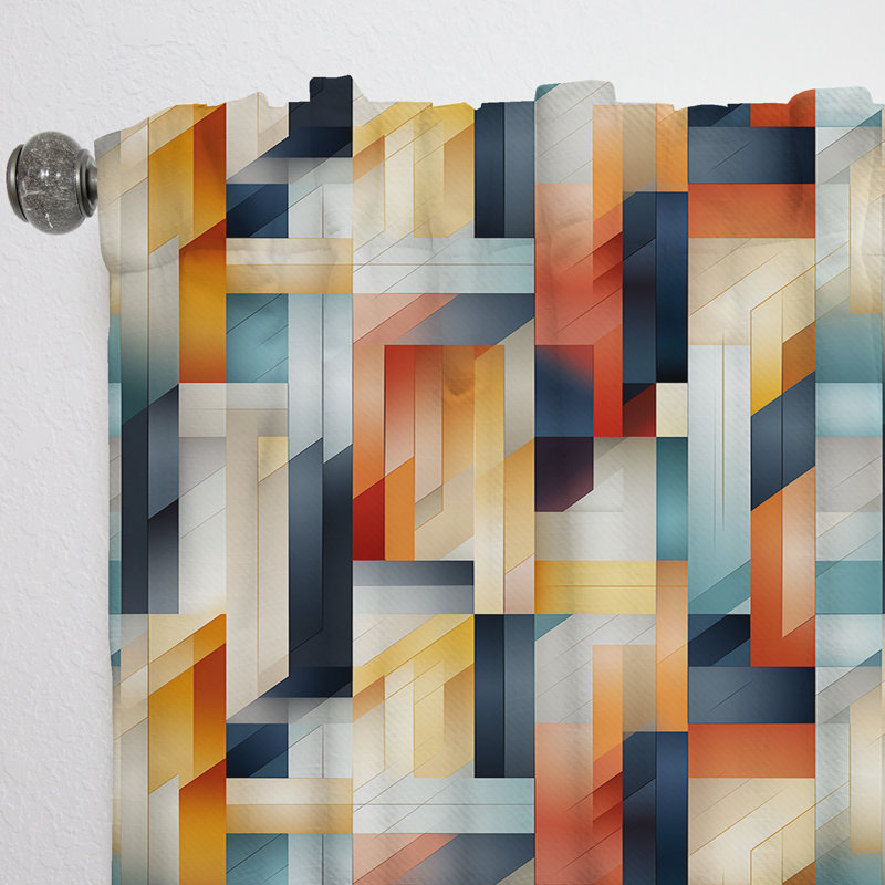 Motif géométrique rayé bleu - Rideau rayé - Rideau rayé obscurcissant - 1 panneau, L 52 po x L 120 po