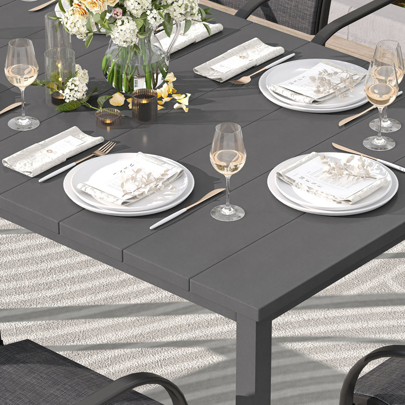 Leyre 6 - Person Patio Dining Set with Rectangular Table, Gray/Gray